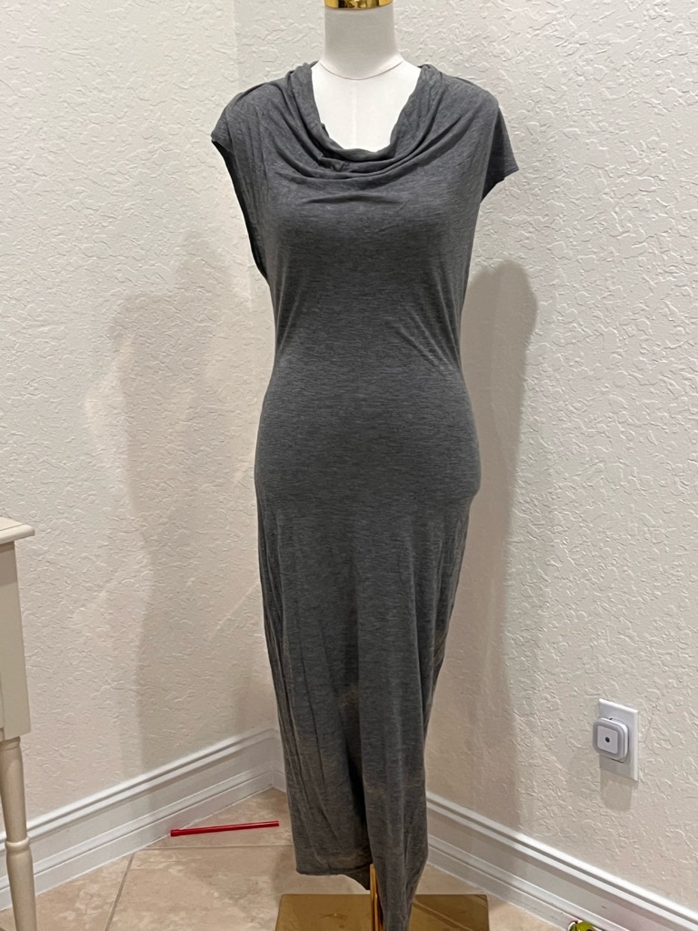 Women's Gray Cowl Neck Maxi Dress